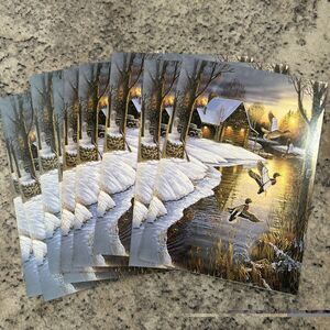 Holiday Cabin Nature Tree-Free Greeting Cards Set Of 9 Cards‎ NO Envelopes